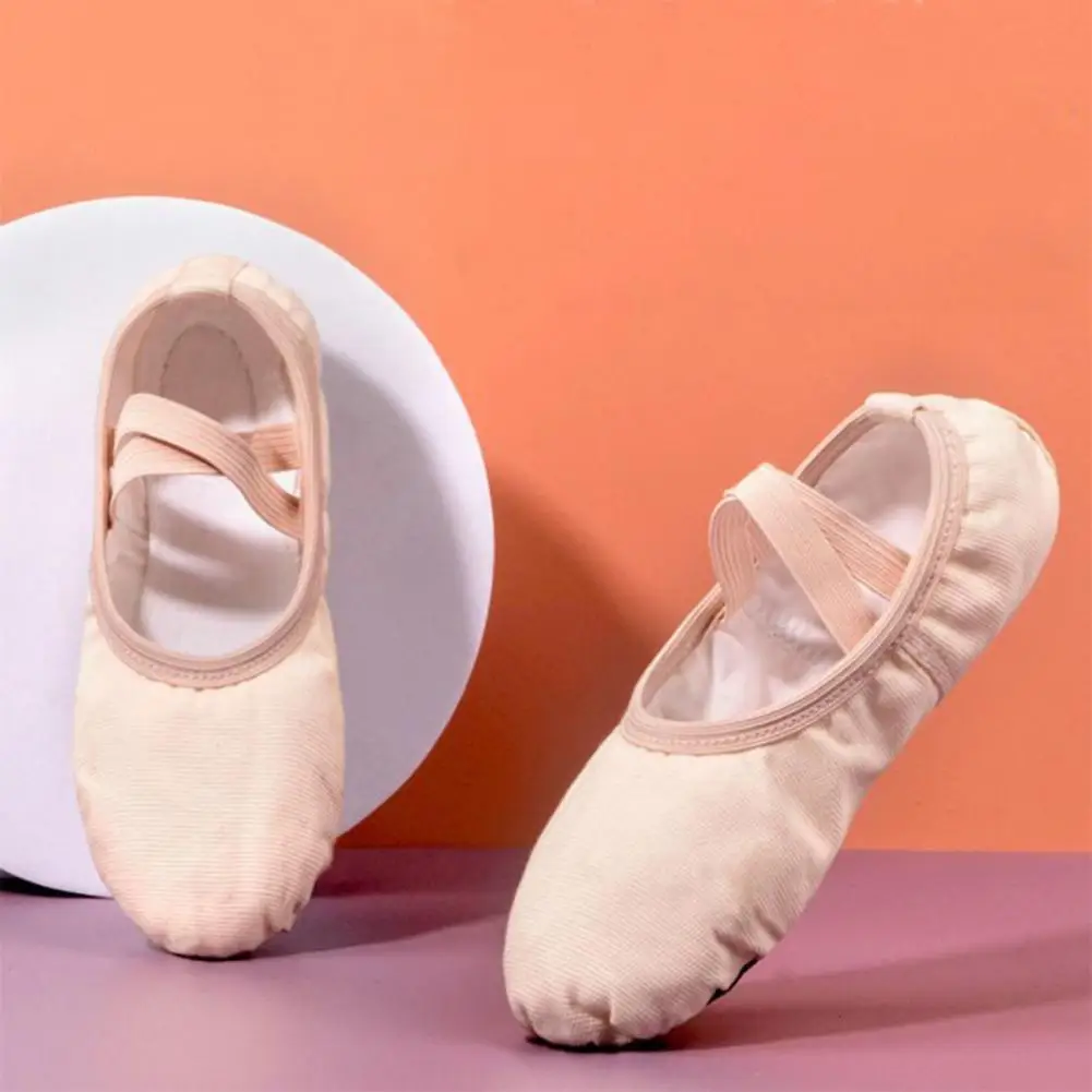 Sapatos de Balé Elástico Macio para Mulheres, Sola Dividida, Chinelos De Dança De Lona Para Performances, Calçado Confortável Durável