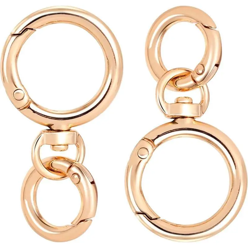 2/5/10Pcs Round Spring Snap Carabiner Clip O Rings Swivel Trigger Hook Metal Clasps Keychain For Handbag Lanyards DIY Crafts