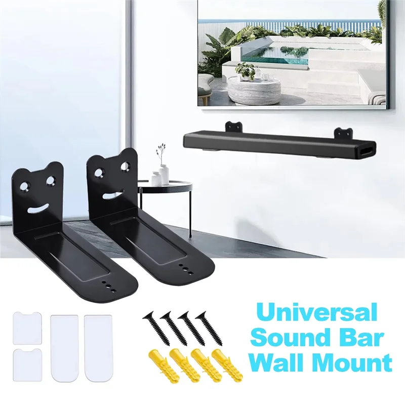 ABJO-Universal Type 4.72 นิ้ว Sound Bar Wall Mount Bracket Kit สําหรับ Soundbars ส่วนใหญ่ Wall Mount ชั้นวางวงเล็บยึด