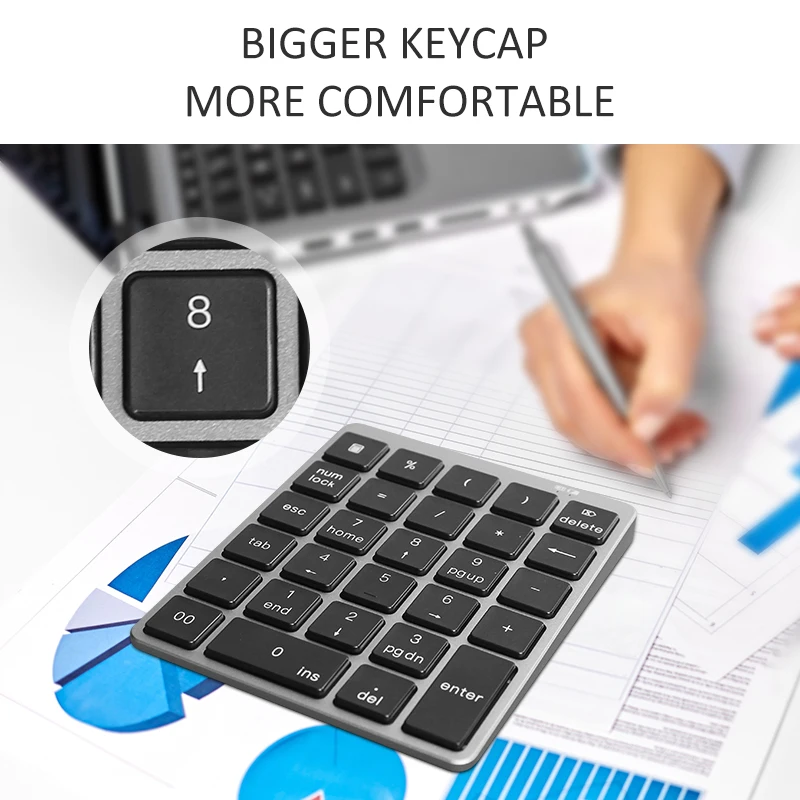 Mini numerische Tastatur Bluetooth Numpad digitale Tastatur Aluminium legierung mit USB-Hub für Windows Laptop Computer Android-Handy