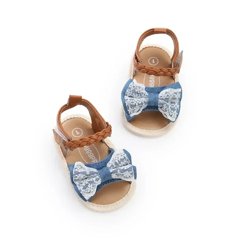 2023 Summer Newborn Infant Baby Girls Princess Bowknot Shoes Soft Sole PU Cute Flats Sandals Shoes Fit For 0-18M Crib Shoes