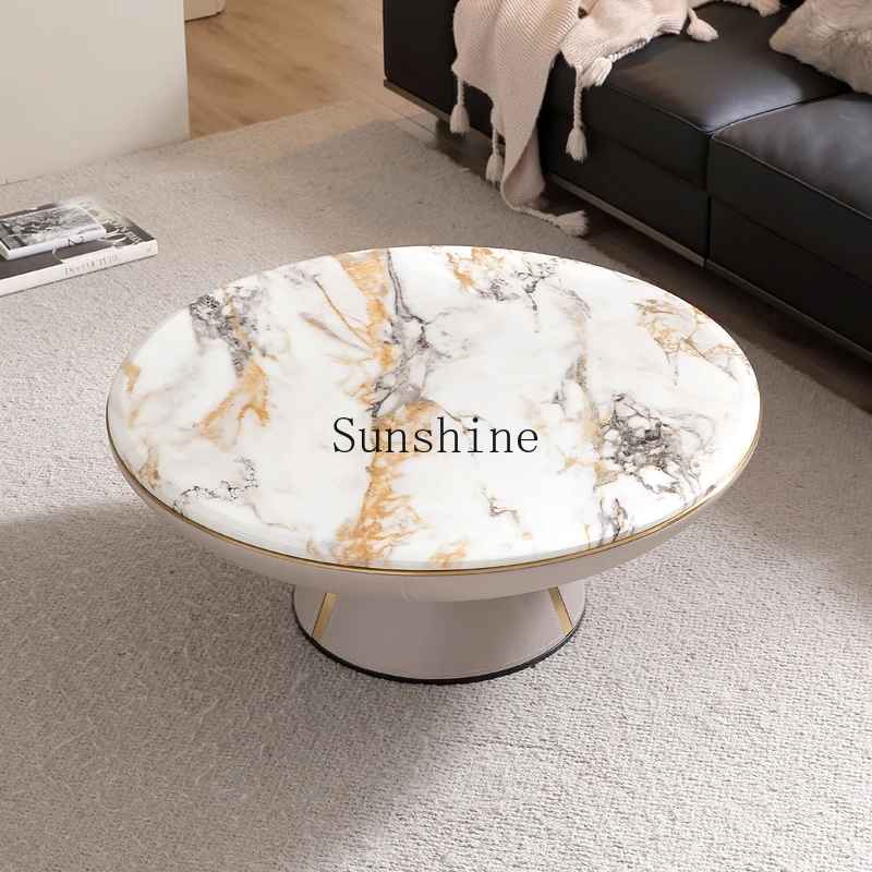 

High-end marble coffee table light luxury design sense large flat-floor villa minimalist coffee table