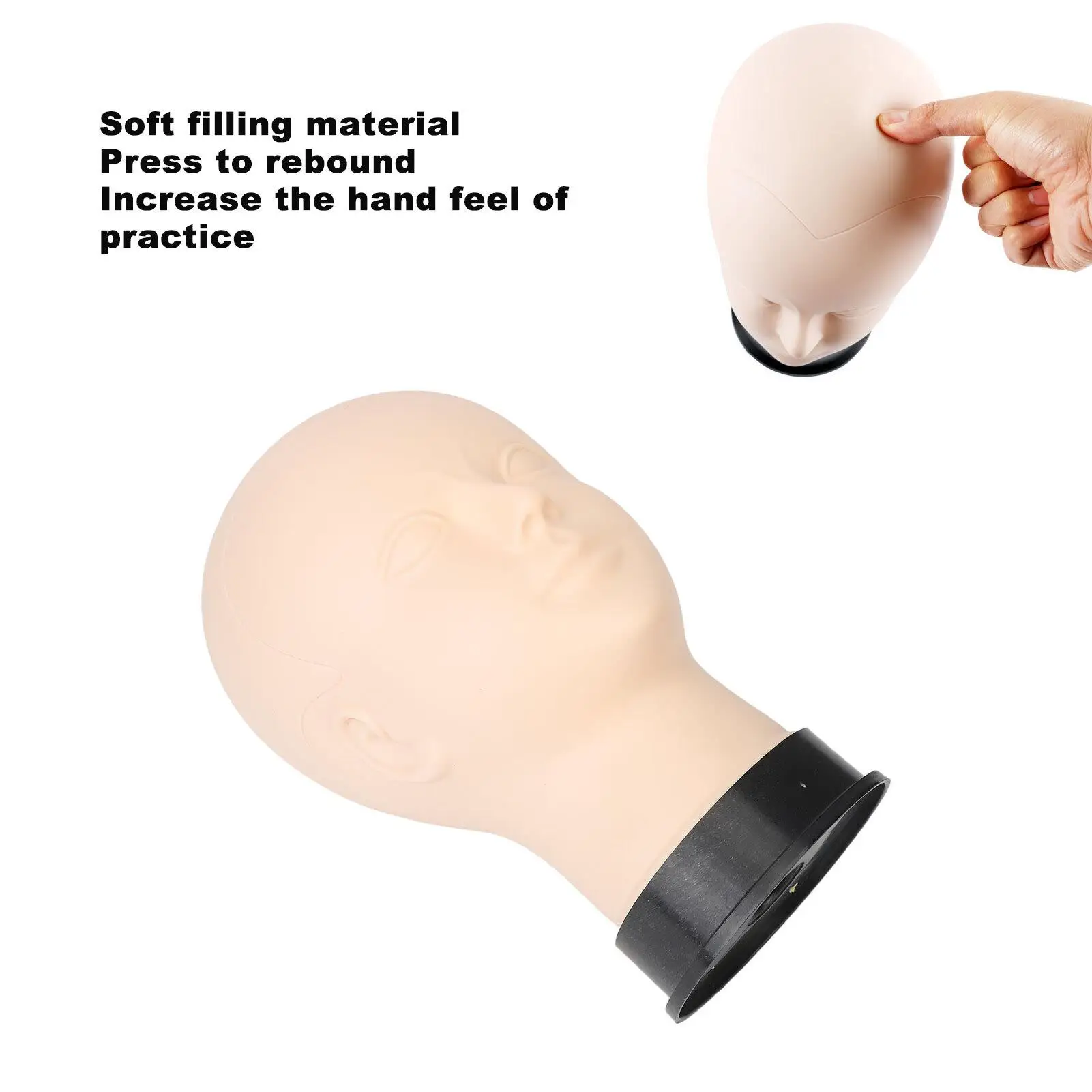 Soft Silicone manequim cabeça para cílios extensão prática, alta base de PVC, perfeito para Lash, acupuntura e treinamento