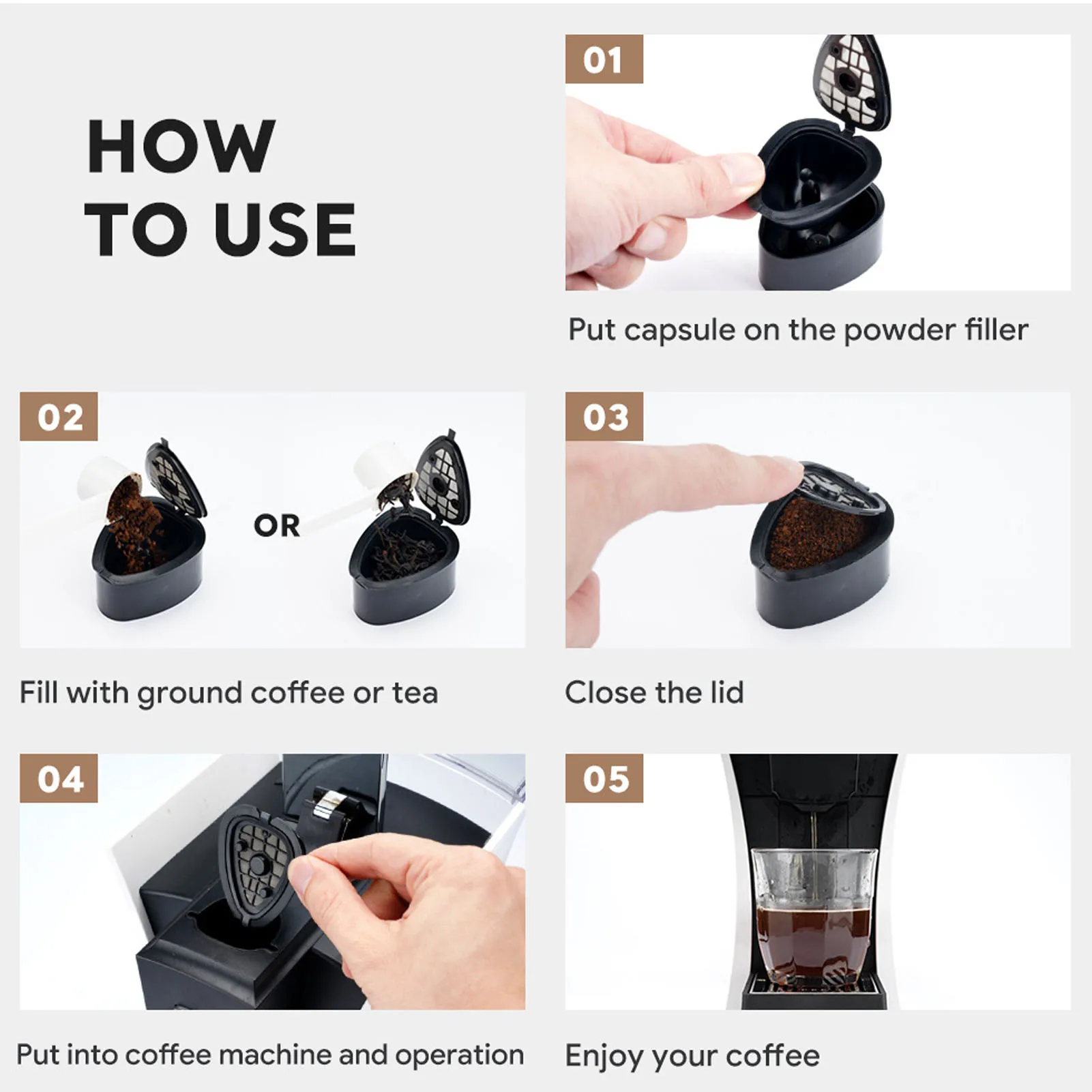 Food-Grade PP Reusable Coffee Capsule Filter, Fine Filtration Multifunctional for ST 9662 Coffee Maker Capsule Pod