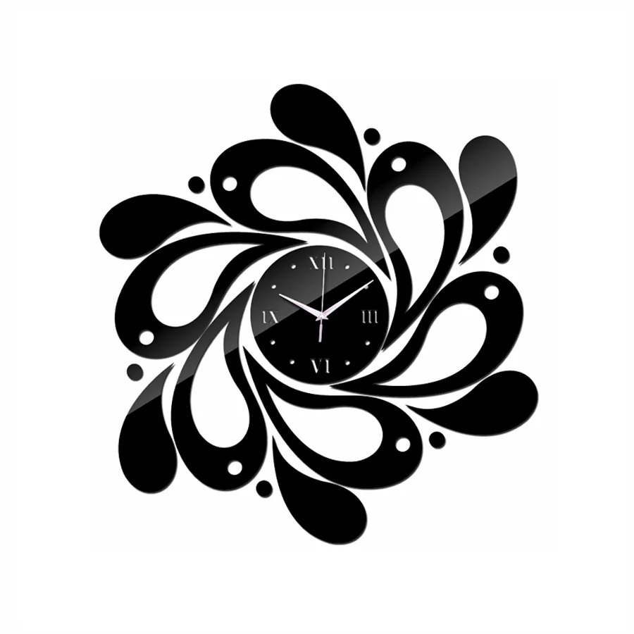 Wall Clock DIY Acrylic Stickers Material Single Face Needle Quartz 3D Watches Spiral Wave Brief Style Home Decoration