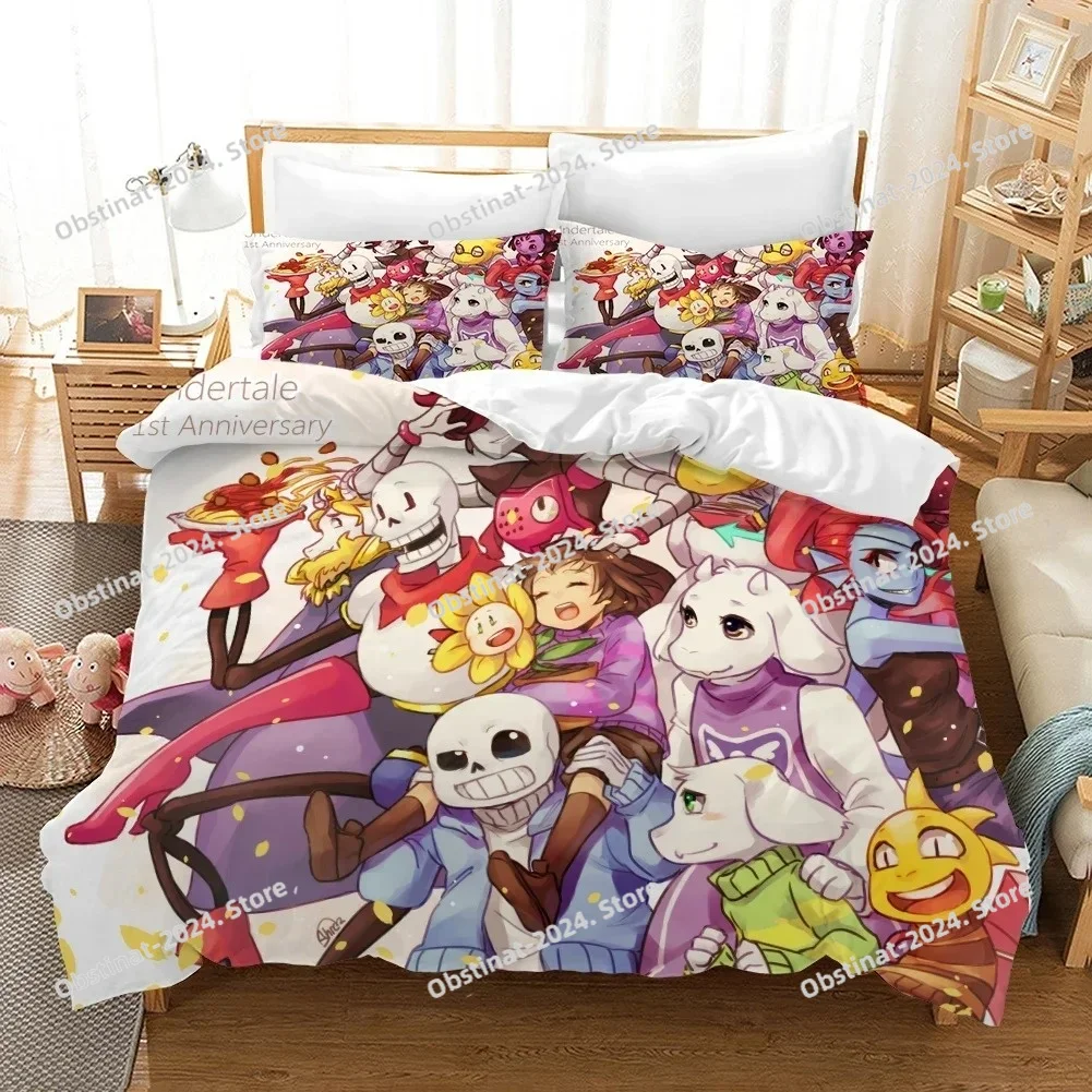 

High Quality 3D Printed Undertale Game Frisk Sans Papyrus Pattern Duvet Cover with Pillow Cover Bedding Set for Bedroom Decor