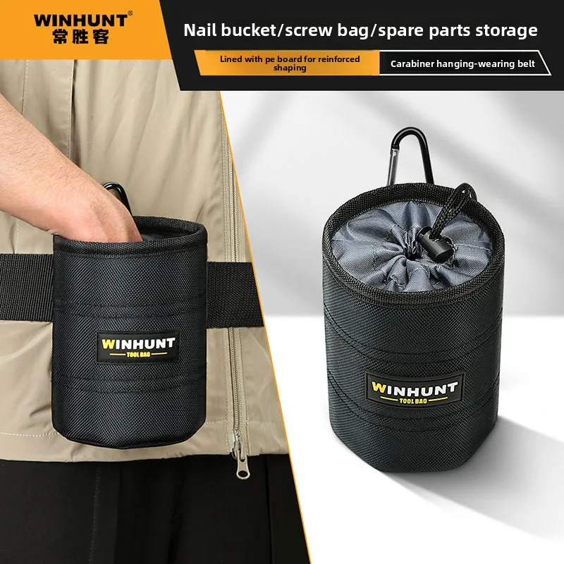 

WINHUNT Multifunction Tool Pouch Nail Bucket Bag Waist Storage Organizer Heavy Duty Wear Resistant Electrician Belt Tool Bag Por
