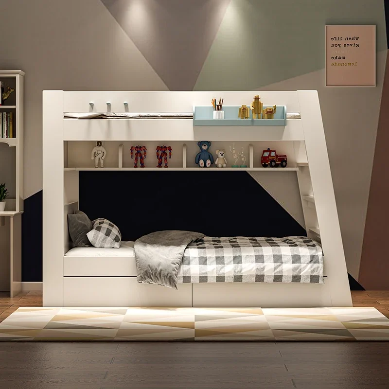 Nordic children's bed boy high and low bunk  two-layer practical mother and child  girl modern simple bunk wooden