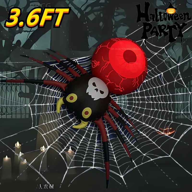 

Halloween 1.1M Glowing spider PVC Inflatable Model Built-in LED Light Outdoor Garden Courtyard Holiday party Horror Decor Props