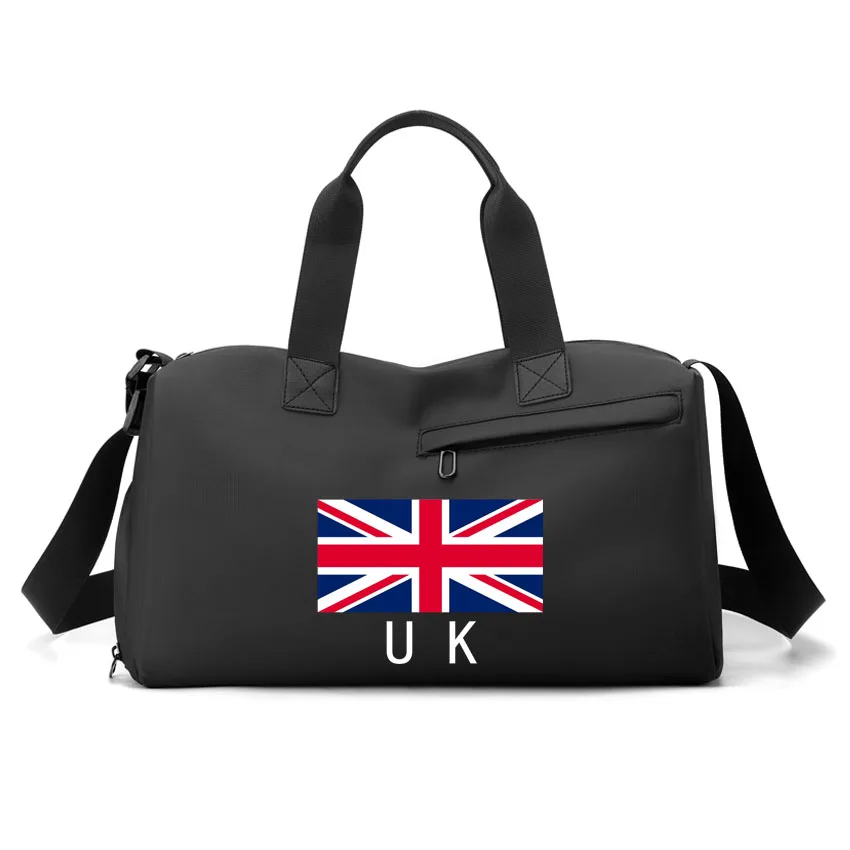 

Gym Workout Bag United Kingdom Flag Printed Waterproof Overnight Tote with Compartment and Wet Pocket Foldable for Camping