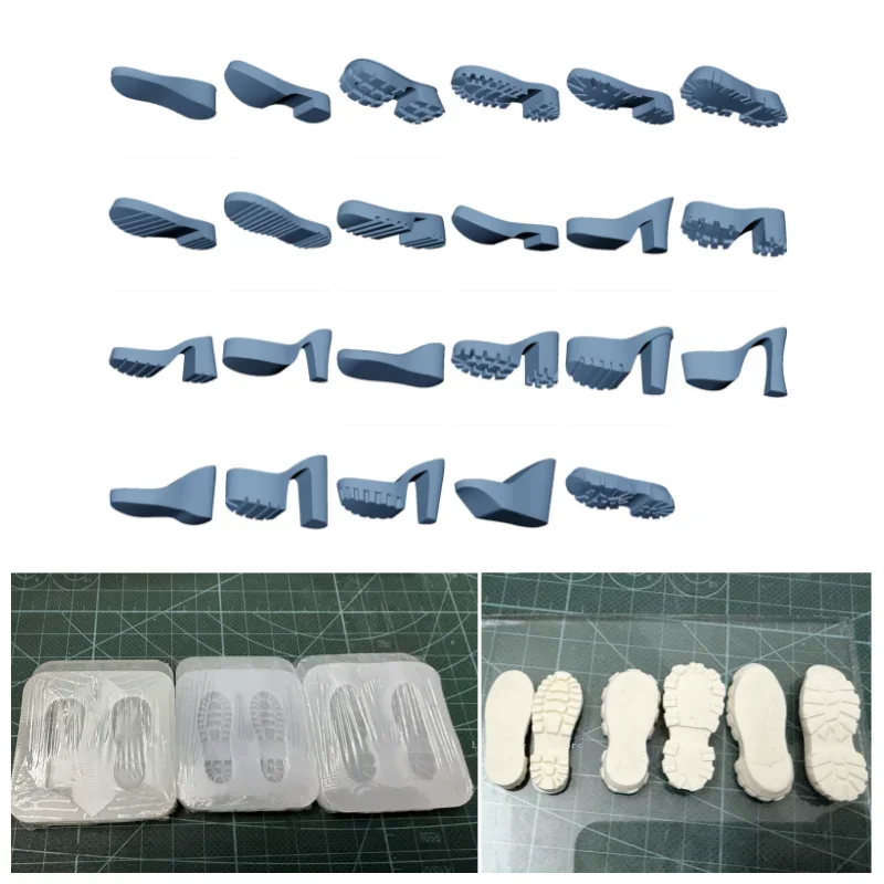 3cm Ultralight Clay Cartoon Doll Proportion Flat Base/High Heel Shoes Silicone Mold DIY Animation Character Shoe Making Tool