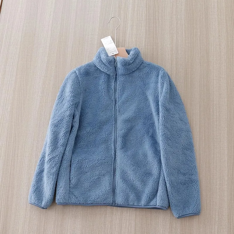 Outerwear Jacket Women Plush Stand Collar autumn winter Simple Wind 2023 Winter New Warm Sweet Jacket Women Coats