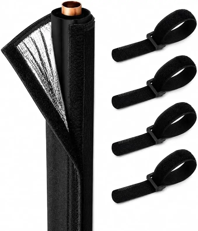 72 x 10.2 in HVAC Pipe Insulation Cover PU-Coated 600D Oxford 4 Hook-and-Loop Straps  Flexible 3-Layer Protection