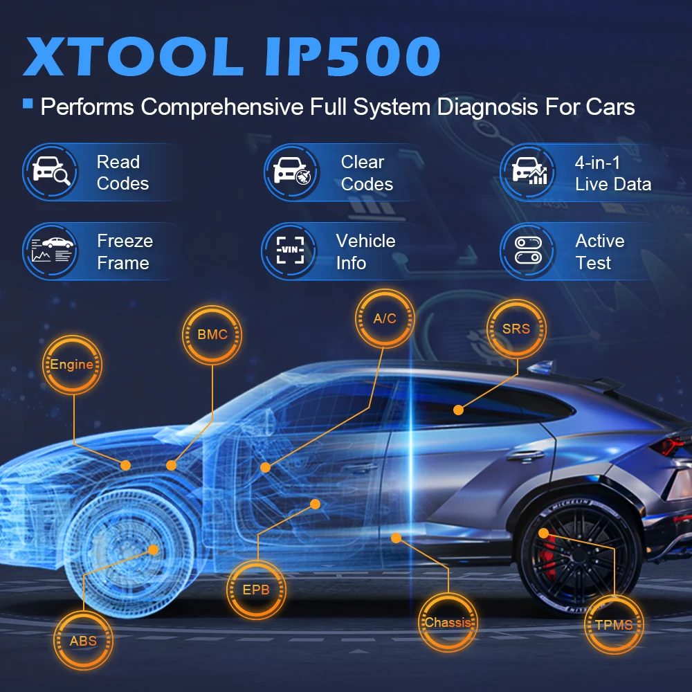 XTOOL IP500 OBD2 Diagnostic Tools For BMW For GM For Toyota For Jeep Bidirectional Scanner All Free Service Lifetime Free Update