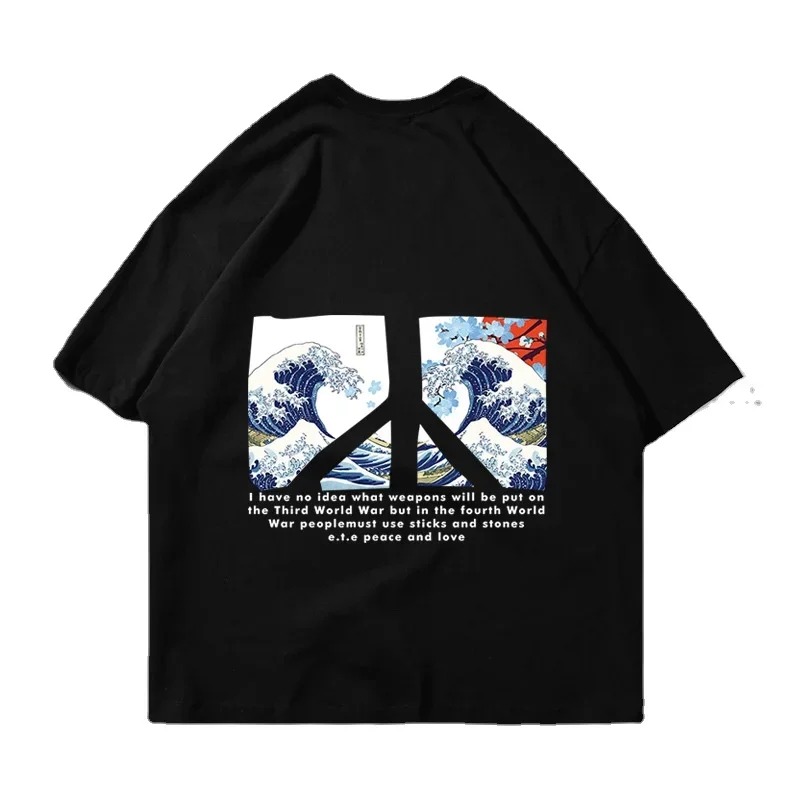 

Fashion Anti War Peace Symbols Embodied in Ukiyo T-Shirt 100% Cotton O-Neck Summer Short Sleeve Casual Mens T-shirt Size S-3XL