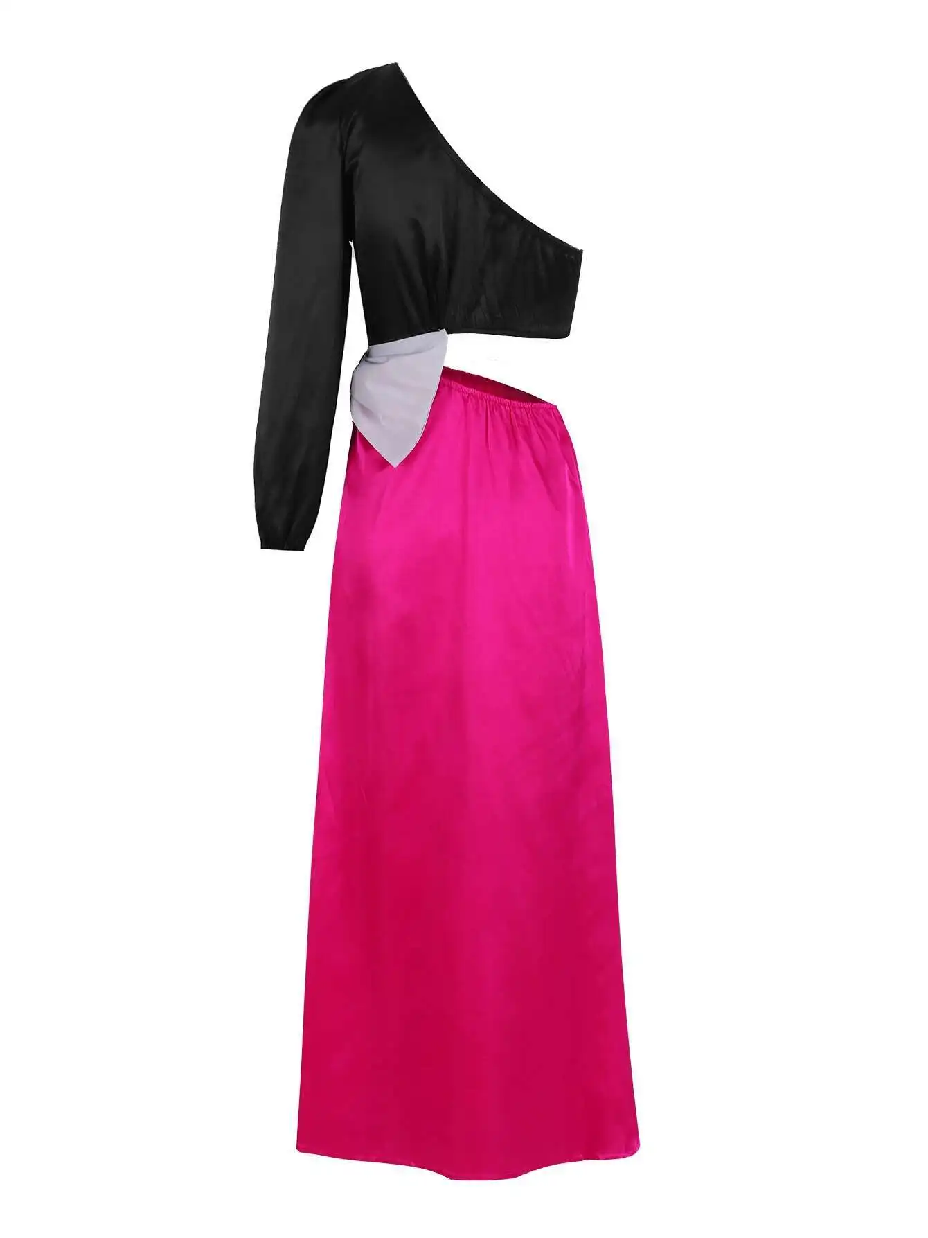 Um ombro midi feminino elegante bandagem divisão recorte maxi vestido verão bodycon feminino roupas de festa à noite