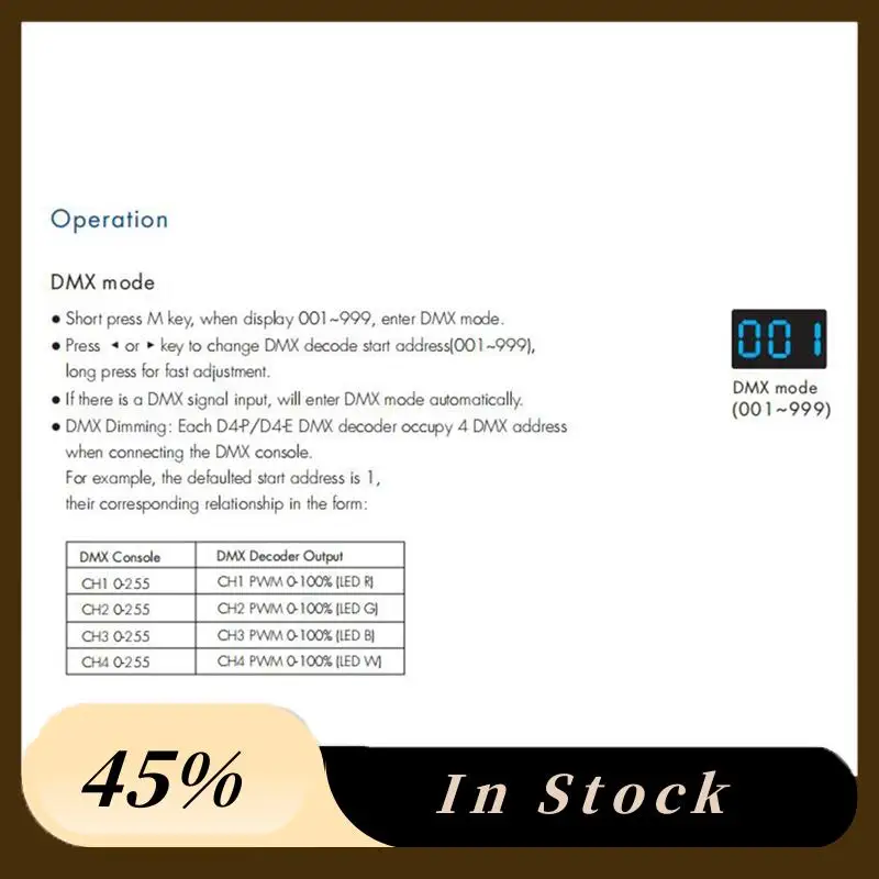 D4-P 4 Channel PWM Constant Voltage DMX &RDM LED Decoder Controller Digital Display XLR3 RJ45 Port DC12-36V Input 8Ax4ch Black