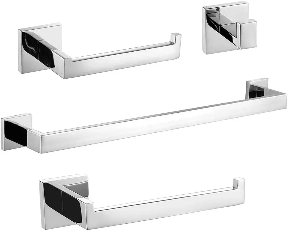 

Bathroom Accessories 4-Pieces Bathroom Hardware Set Polished Chrome Towel Bar Set Stainless Steel Towel Holder Set