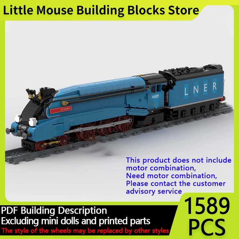 Modelo de coche urbano, ladrillos de construcción MOC, Liga A4, tren azul del dominio de Canadá, tecnología Modular, regalo, vacaciones, juguete para niños