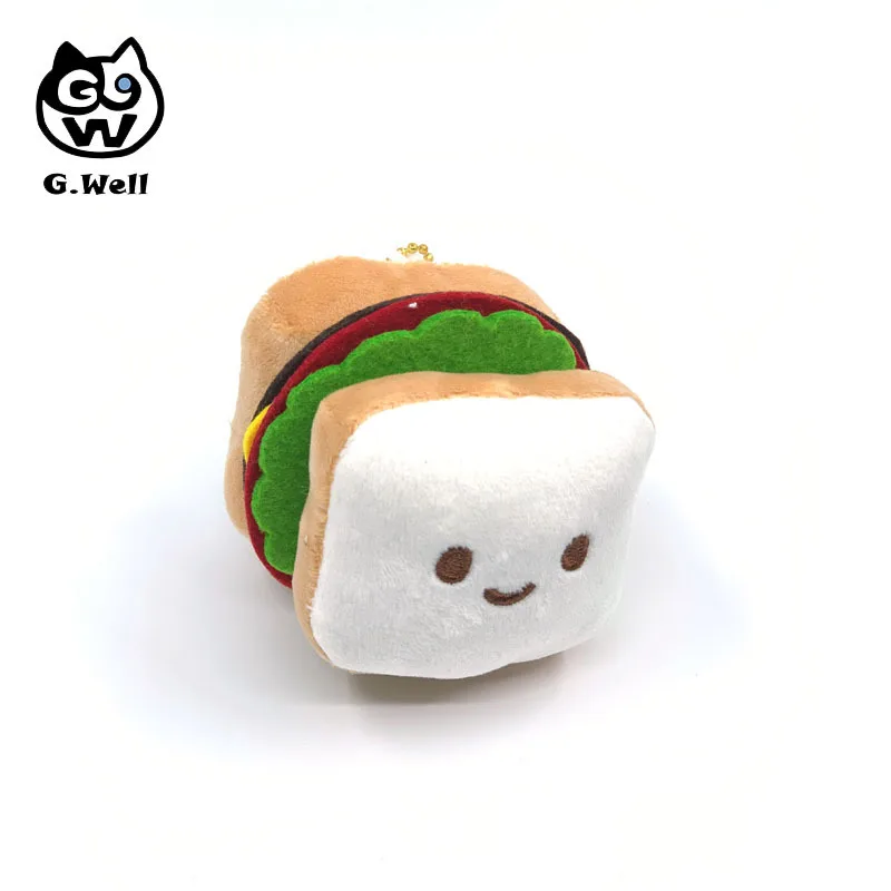 Cartoon Cute Q Version Burger Sandwich Toast Bread Food Expression Plush Doll Doll Pendant Jewelry Gift