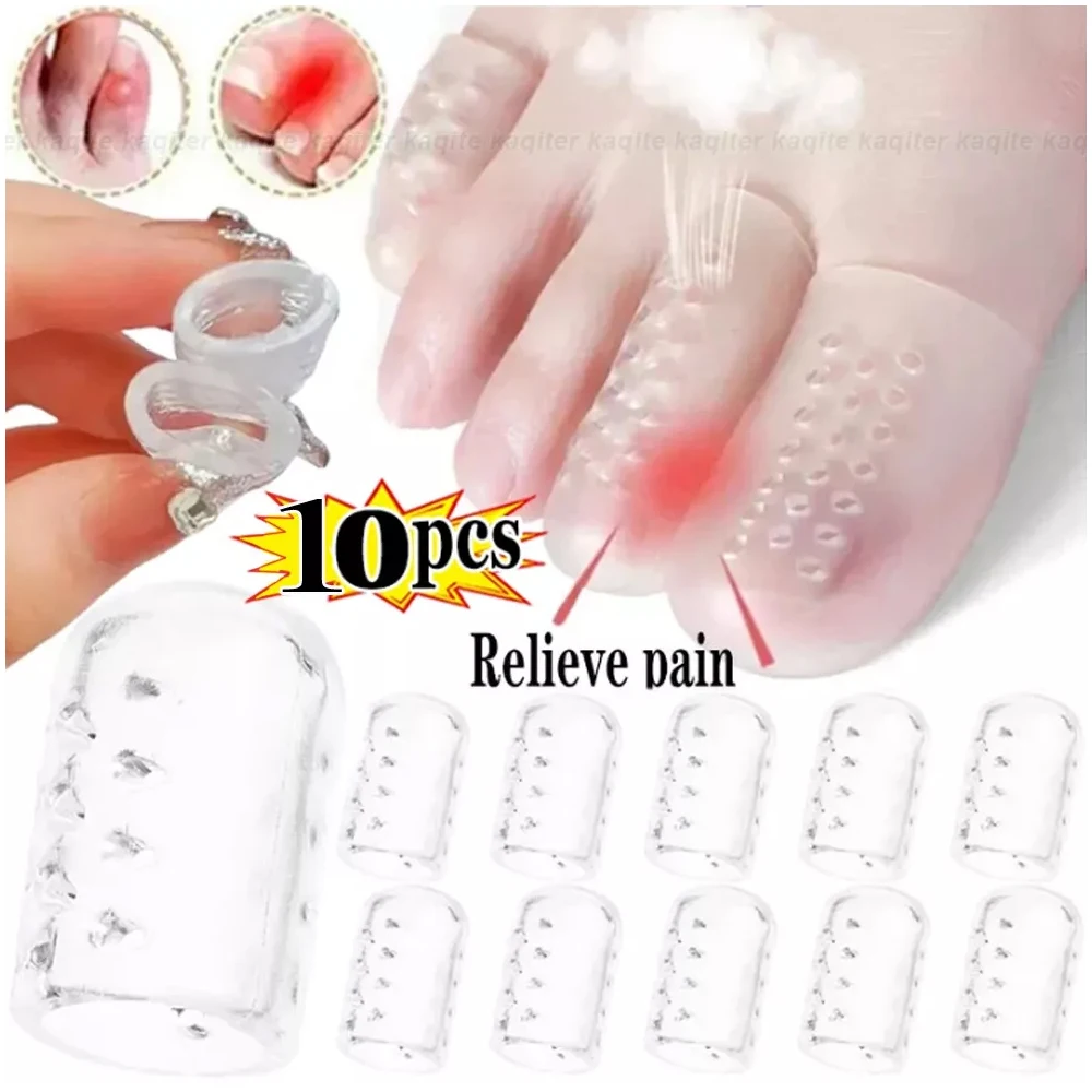 10x Silicone Toe Caps Protectors Anti-Friction Breathable Toe Covers Prevents Blisters Bunion Corrector Foot Care Pedicure Tools