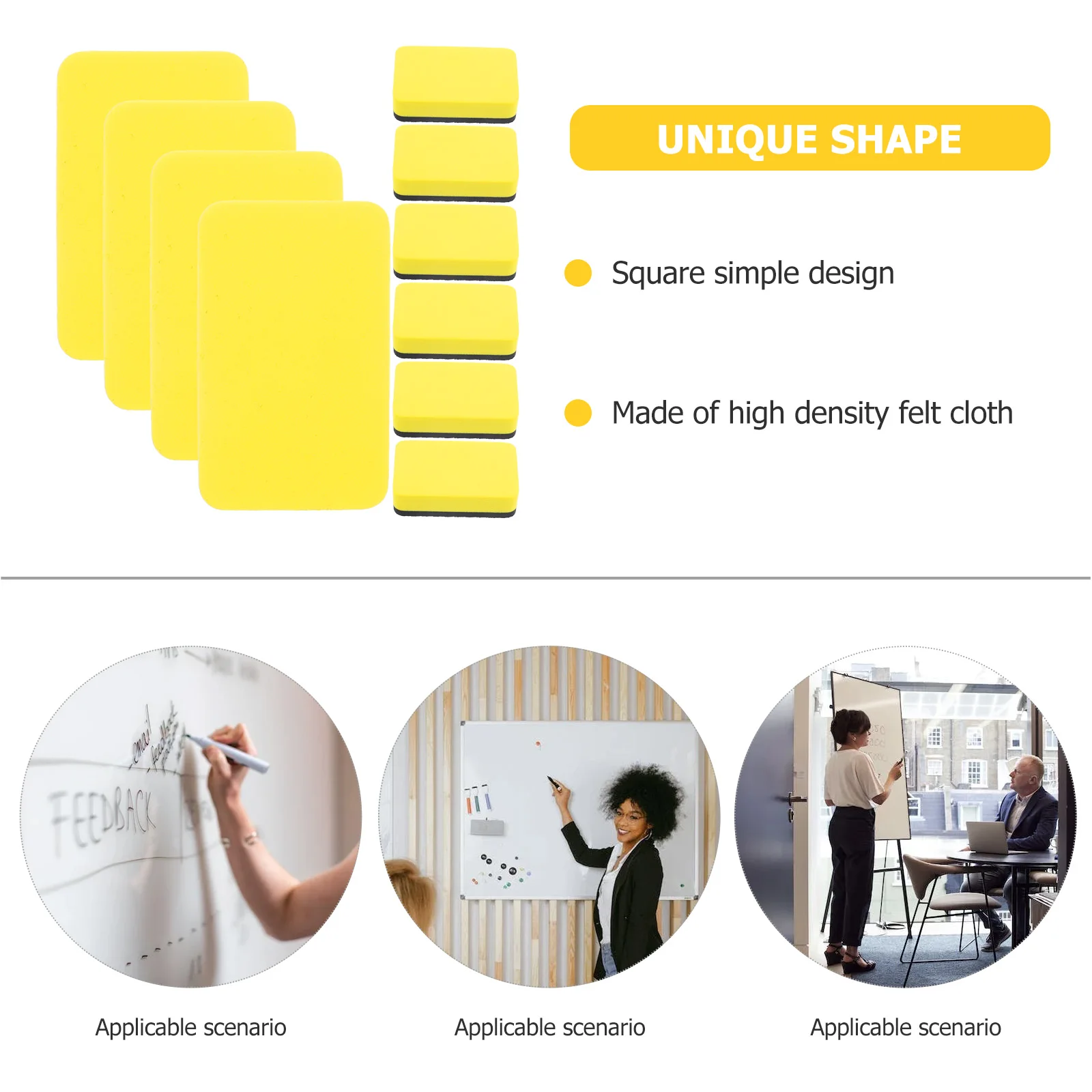 

36 Pcs Blackboard Wiper Reusable Whiteboard Dry Eraser Detergent Small Felt Cloth Erasers Portable Chalkboard