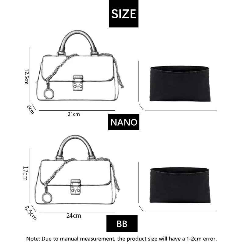 EverToner Dupont Paper Insert Bag Inner Liner Storage Support Shaper For L-madeleine nano BB Bag Travel Portable Purse Organizer