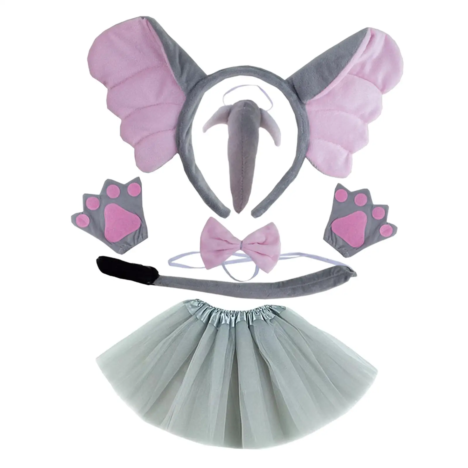 ชุดแต่งกายสัตว์ครบชุด หูช้าง ที่คาดผม โบว์ผูกคอ หาง สำหรับเล่นบทบาทสมมติ อุปกรณ์ประกอบฉากถ่ายภาพ และงานปาร์ตี้