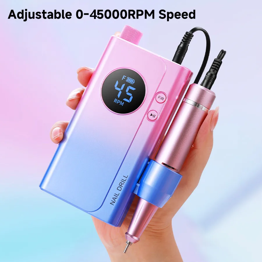 Professional Rechargeable Nail Drill Machine, 45000RPM, 4500mAh Large‑Capacity Battery, Portable Electric Nail File with Drill Bits Kit, Manicure Pedicure Tool for Salon & Home Use view 3