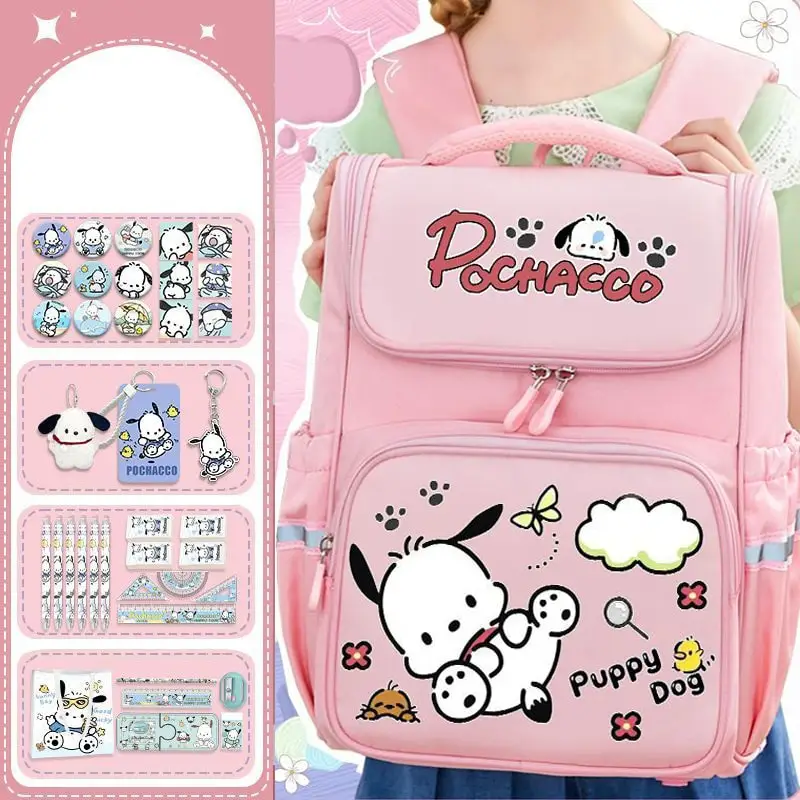 

Sanrioed Anime Pochacco Large Capacity Backpack Cute Children Schoolbag Cartoon Student Stationery Shoulder Bag Gift