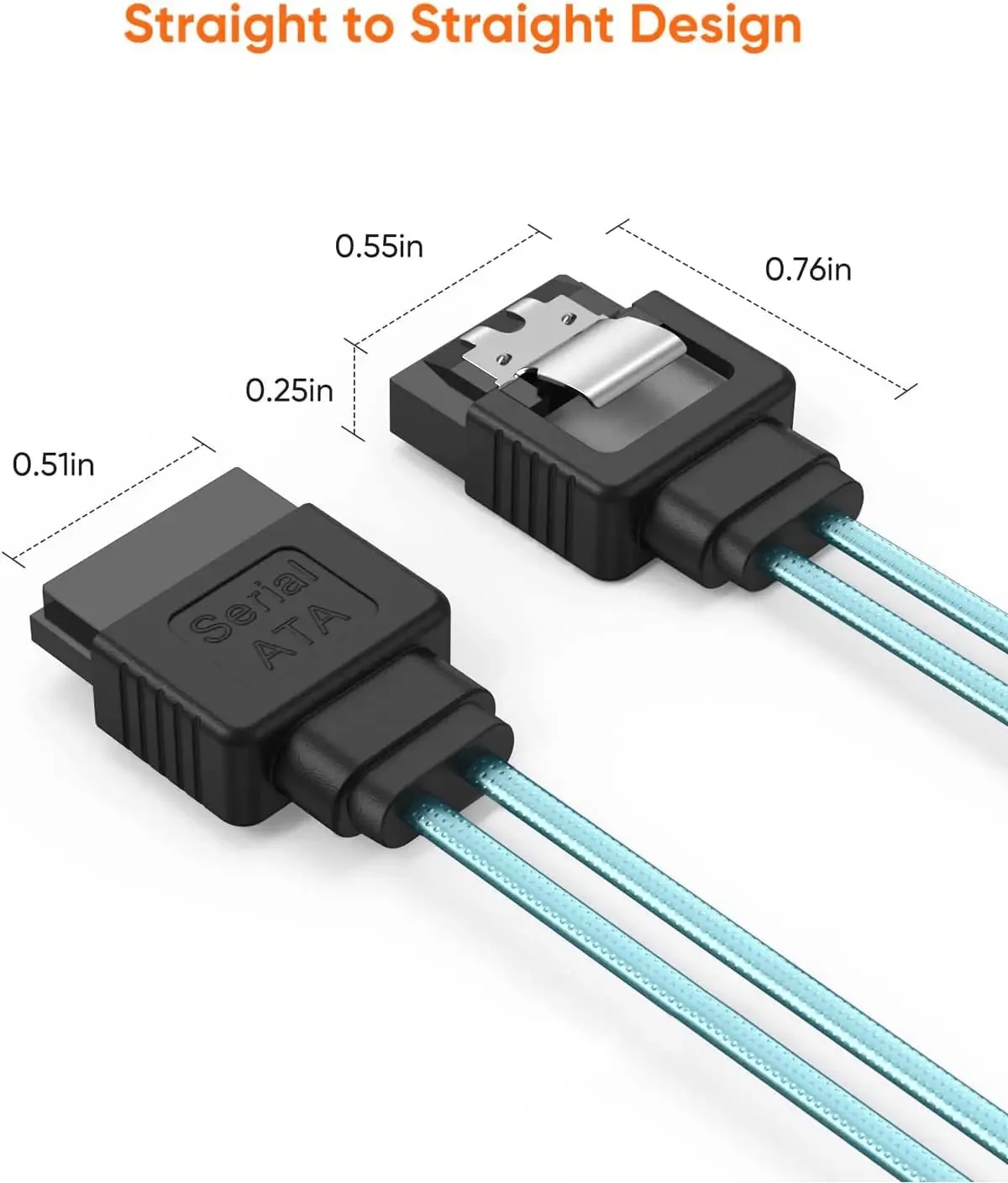 SATA III Cable, 12Gbps High-Speed Data Transfer, for HDD/SSD Hard Drive, Locking Latch, Blue