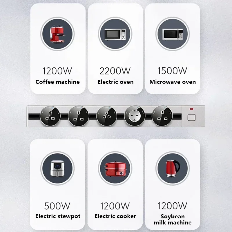 esteckdose für elektrische Schienen, Wandmontage, Verlängerungssteckdose, EU, Französisch, UK, US, Gleitschienenadapter, Stecker für Büro, Zuhause, Küche