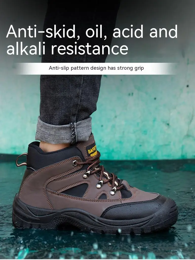 High Quality Men Steel Toe Cap Safety Boots Work Shoes Men Puncture-Proof Work Boots Safety Shoes male Indestructible