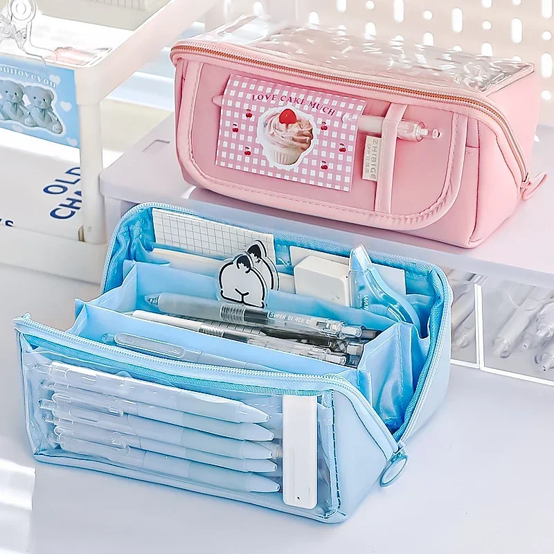 New Transparent Pencil Case Large-capacity High-value Pencil Case Creative Multi-functional Student Stationery Storage Bag