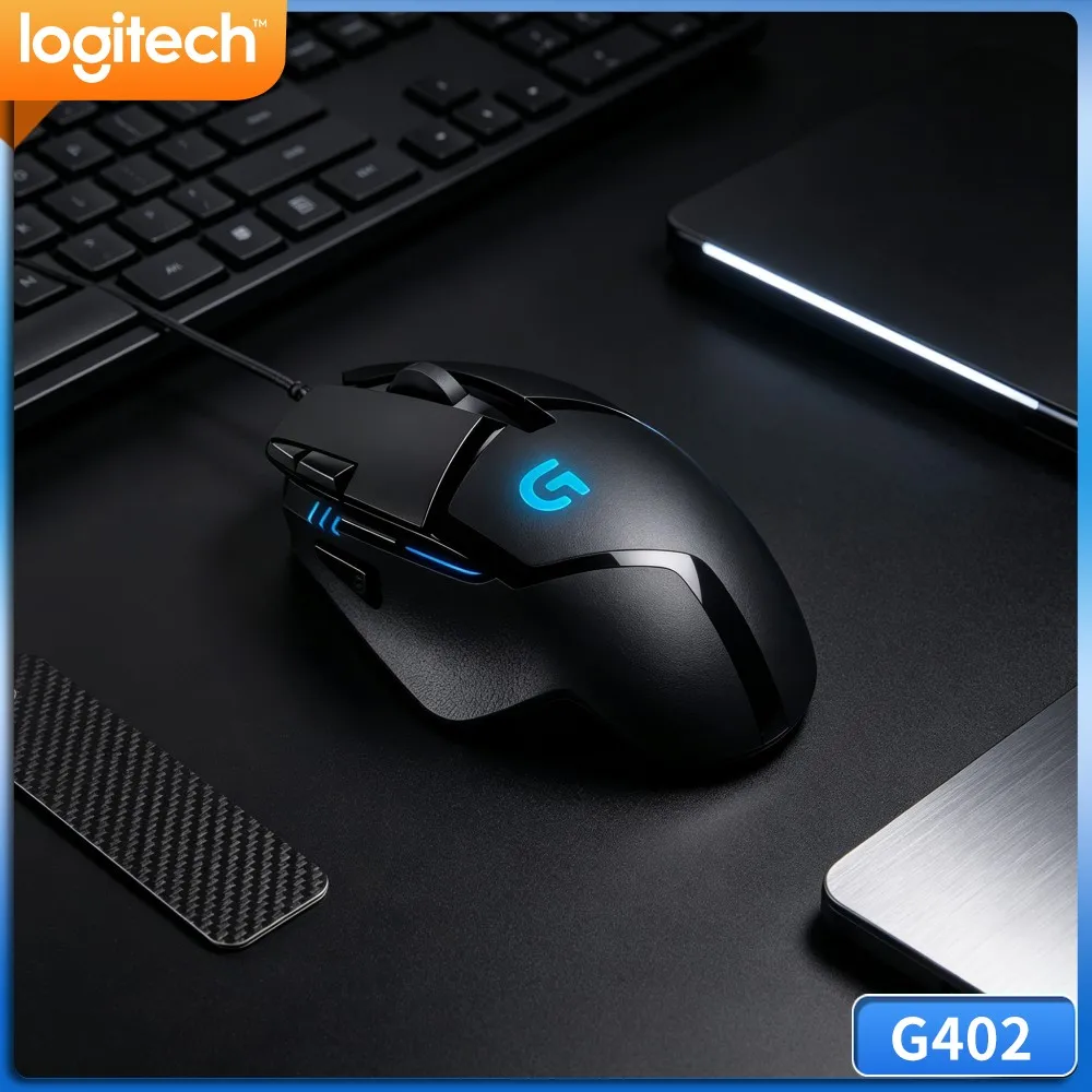Logitech G402 Hyperion Fury Gaming Mouse Delta‑Zero Sensor 1Ms Polling Rate Non‑Slip Surface For Desktop Game Station