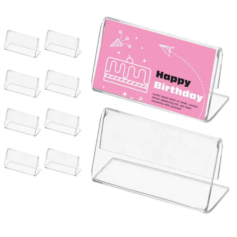 Clear Sign Holder Acrylic Clear Label Stand 10pcs Card Display Stand Sign Holder Stable Acrylic Clear Store Label Card Holder