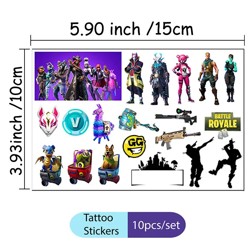 Fortnite Einweg-Partydekorationsset: Teller, Becher, Strohhalme, Kombination für Feier-Tischdekoration, Spielthemen-Geburtstags-Tischzubehör – Detail 32