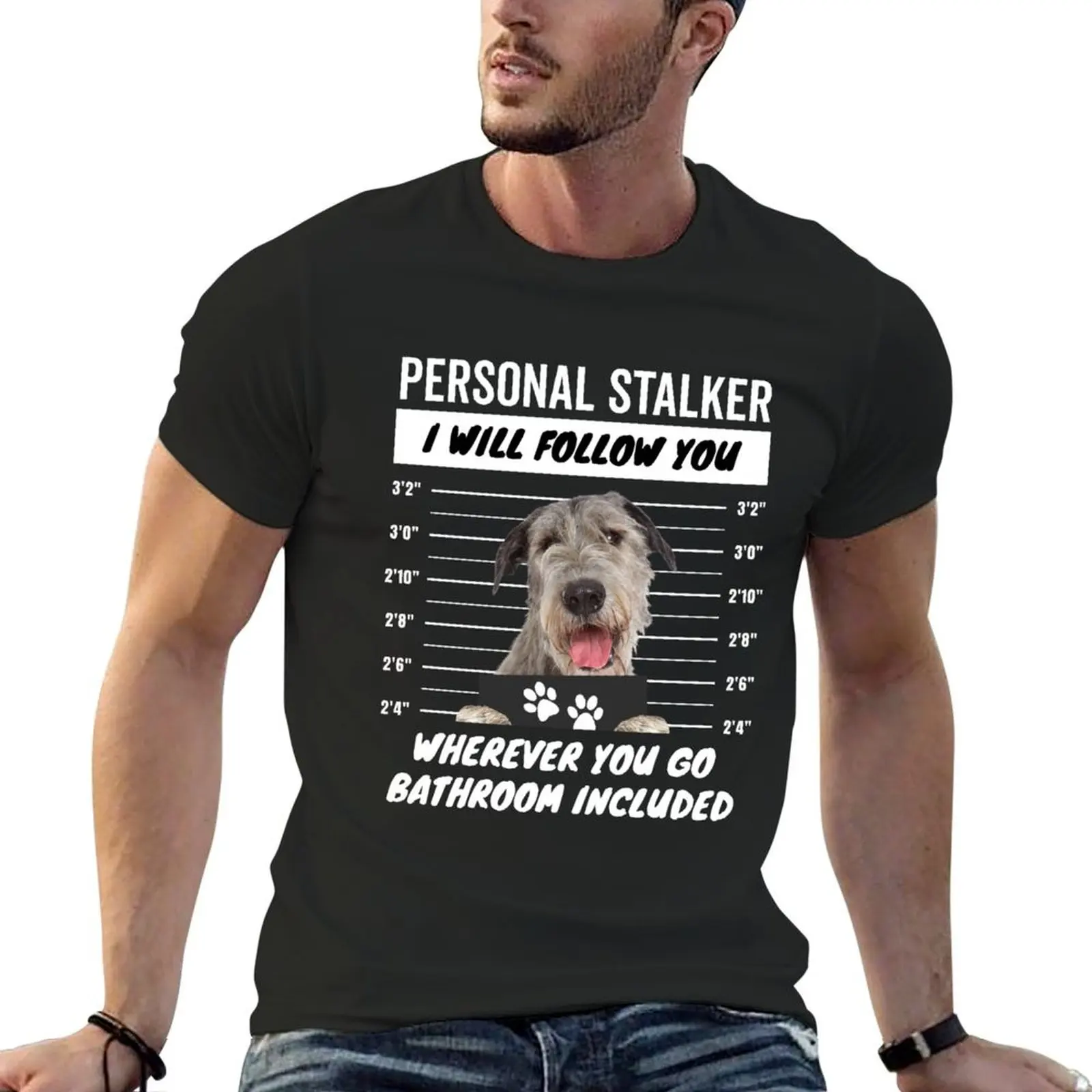 Personal Stalker Dog – Irish Wolfhound T-Shirt vintage cheap stuff anime cute clothes mens funny t shirts