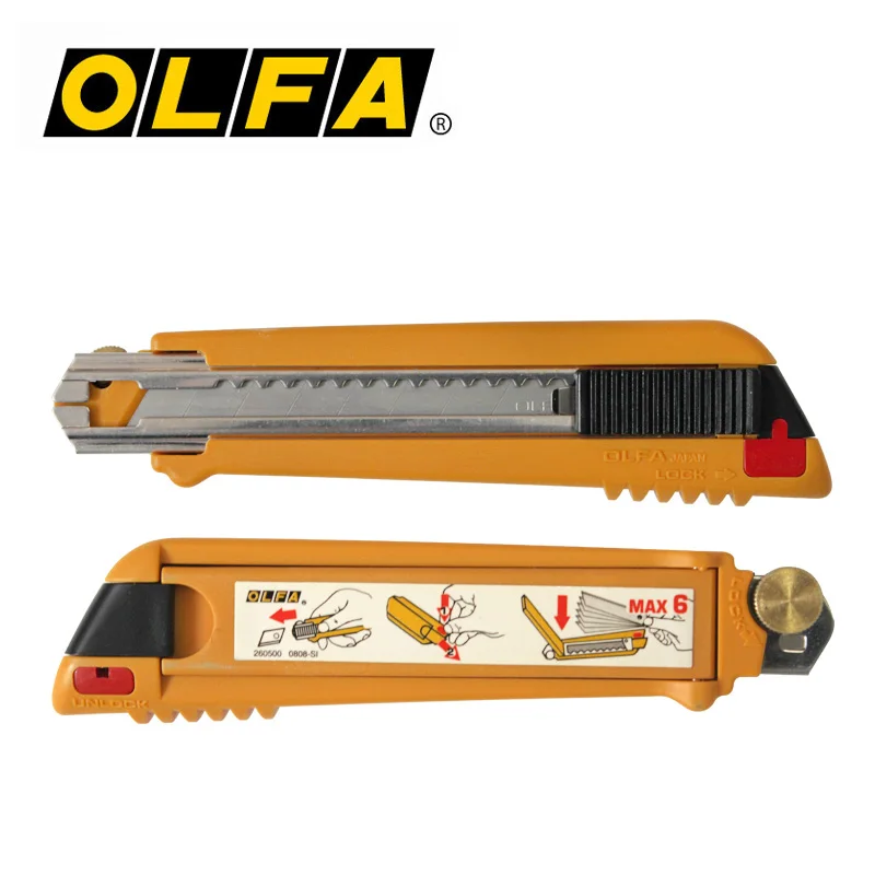 OLFA PL-1 Multi-blade Heavy Duty Cutter Pro-Load Utility Knife Large Auto-lock 18mm Art Knives with 3 Spare Blades Cutting Tools