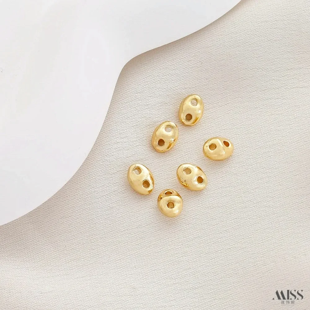 14K gouden tas kleurbehoud echt goud dubbel gat dubbele rij spacer kraal diy parel armband ketting string accessoires