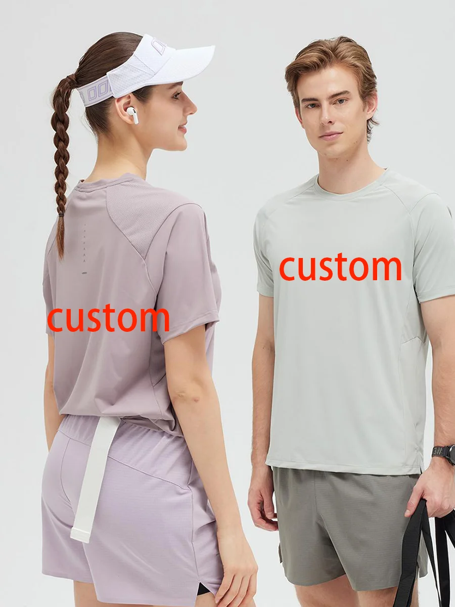 

#61125-XIYU Custom LOGO Sports T-shirt Short Sleeve Quick Dry Loose Shirt Female Man Summer Fitness Sweatshirt Running Gym Tops