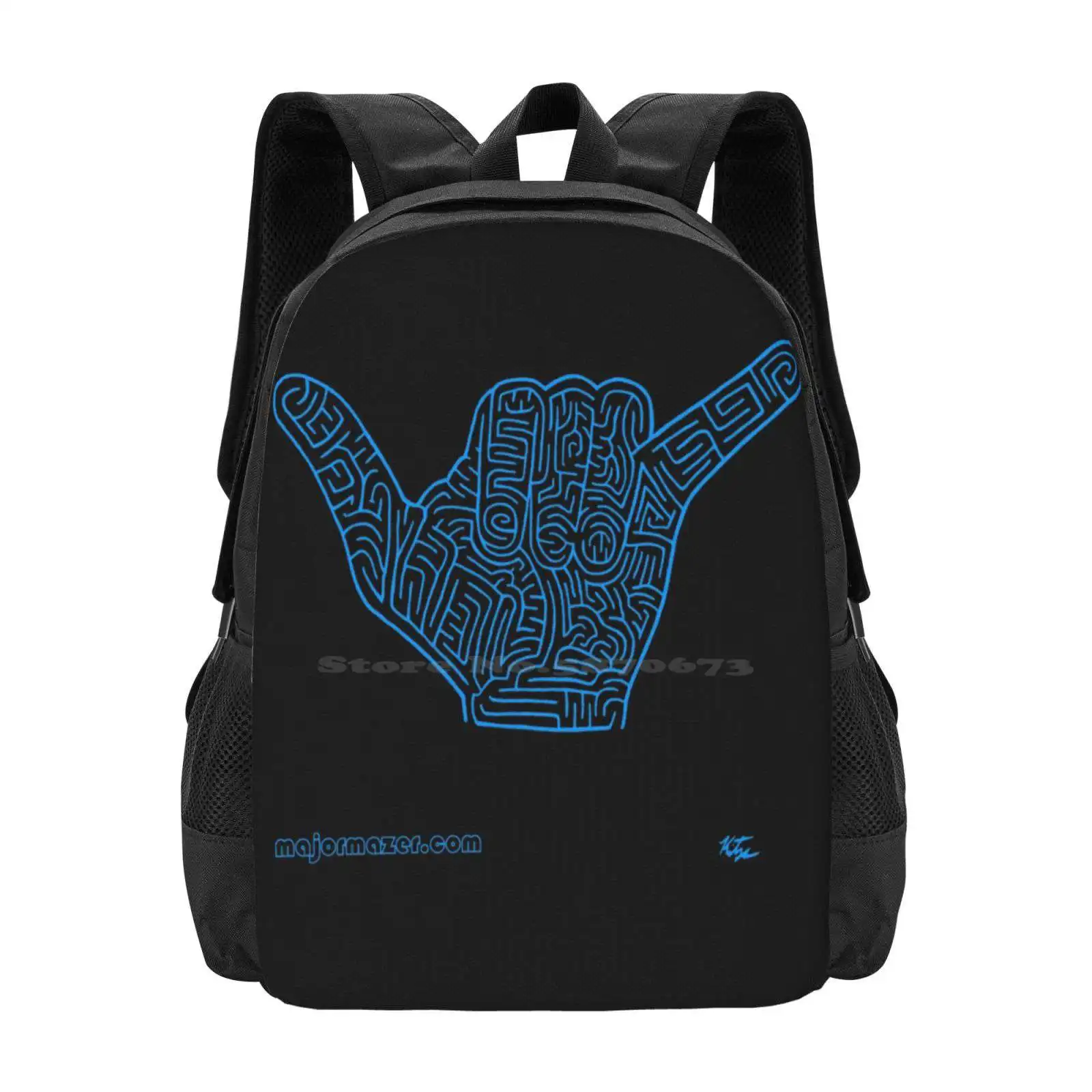 Blue Shaka Hot Sale Backpack Fashion Bags Shaka Hawaiiana Oahu Maui Kauai Island Vibes Pacific Ocean Aloha Friendship Greeting