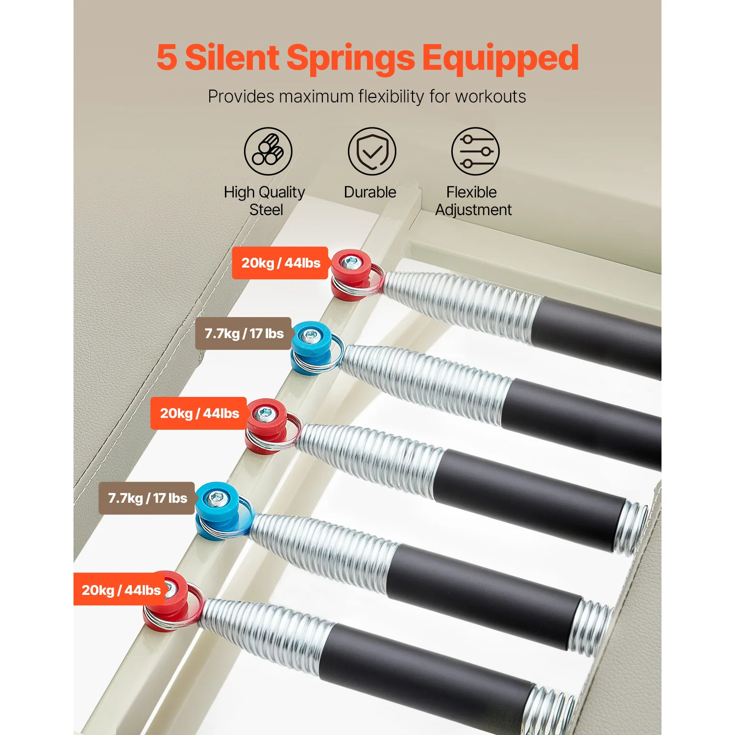 SucceBuy Foldable Pilates Reformer Pilates Workout Machine for Home Gym Studio Use Pilates Bed with Dual Resistance-Spring&Cord