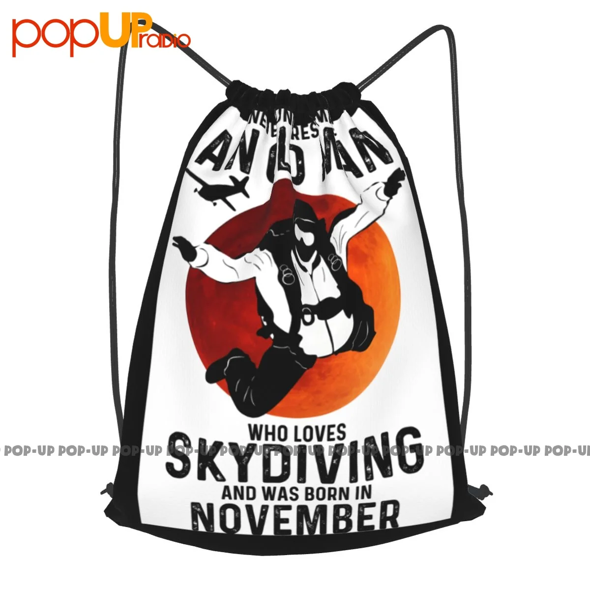 

An Old Man Who Loves Skydiving And Was Born In November Drawstring Backpack Riding Backpack Sports Bag