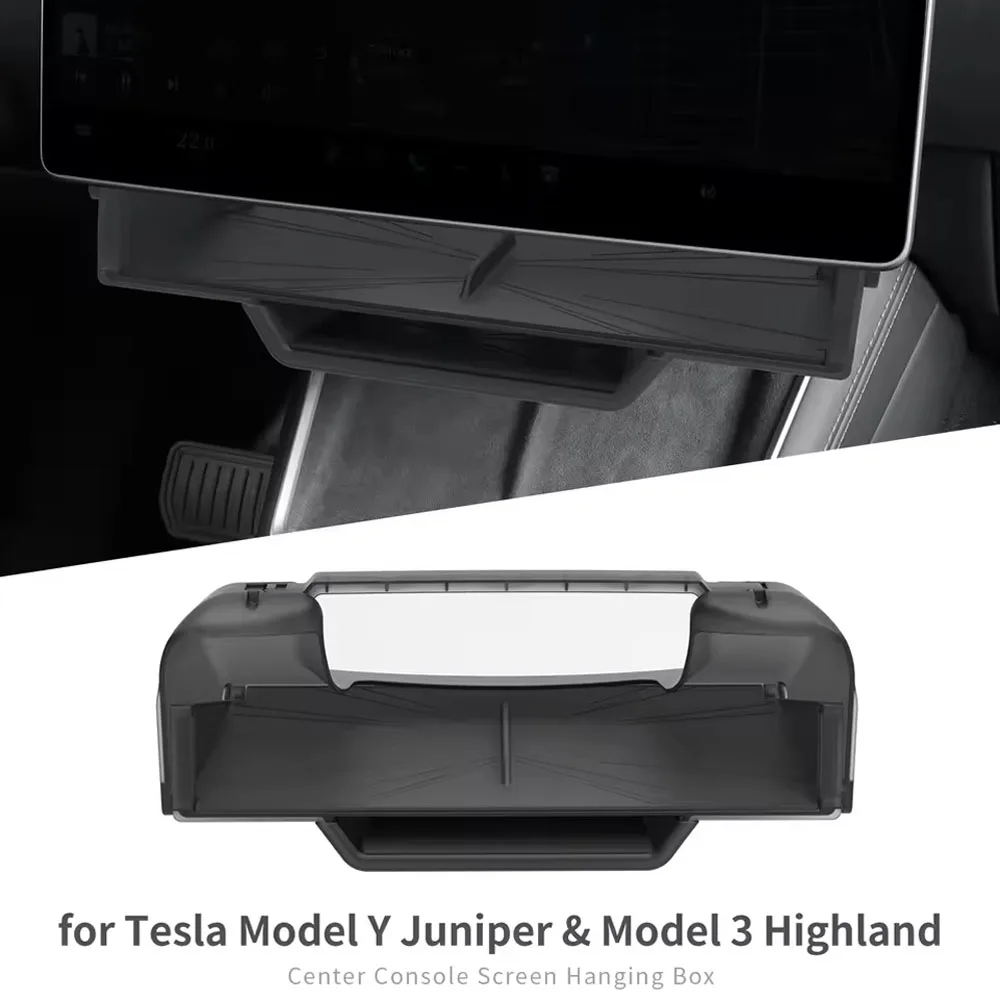 For Tesla Model 3 Y YL Juniper Highland 2025 2026 Under-Screen Hidden Storage Box Behind Screen Center Console Organizer Case