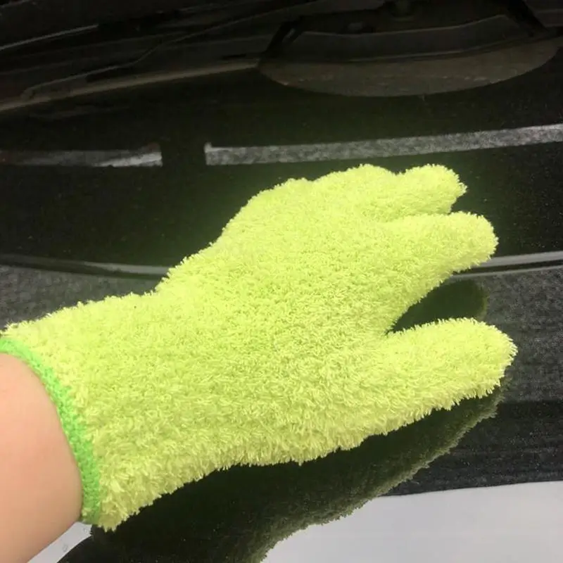 1/3Pair Cleaning Gloves Microfiber Coral Fleece Car Grooming Gloves Solid Five Finger Dust Removal Housework Absorbent Gloves