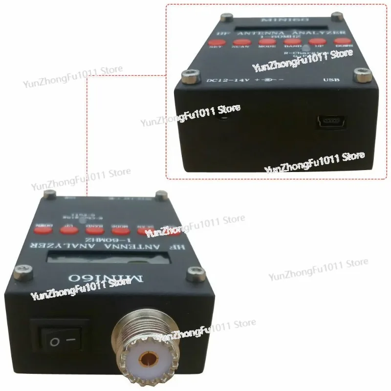 1-60MHz HF ANT SWR Antenna Analyzer Meter + Bluetooth + Android APP + Battery +PC Software for Ham Radio Hob