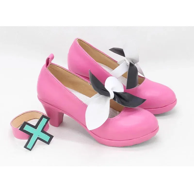 Wonderlands×Showtime Otori Emu أحذية كوسبلاي Project Sekai المرحلة الملونة! الفذ. حذاء Miku Emu من الجلد بعقدة على شكل فيونكة