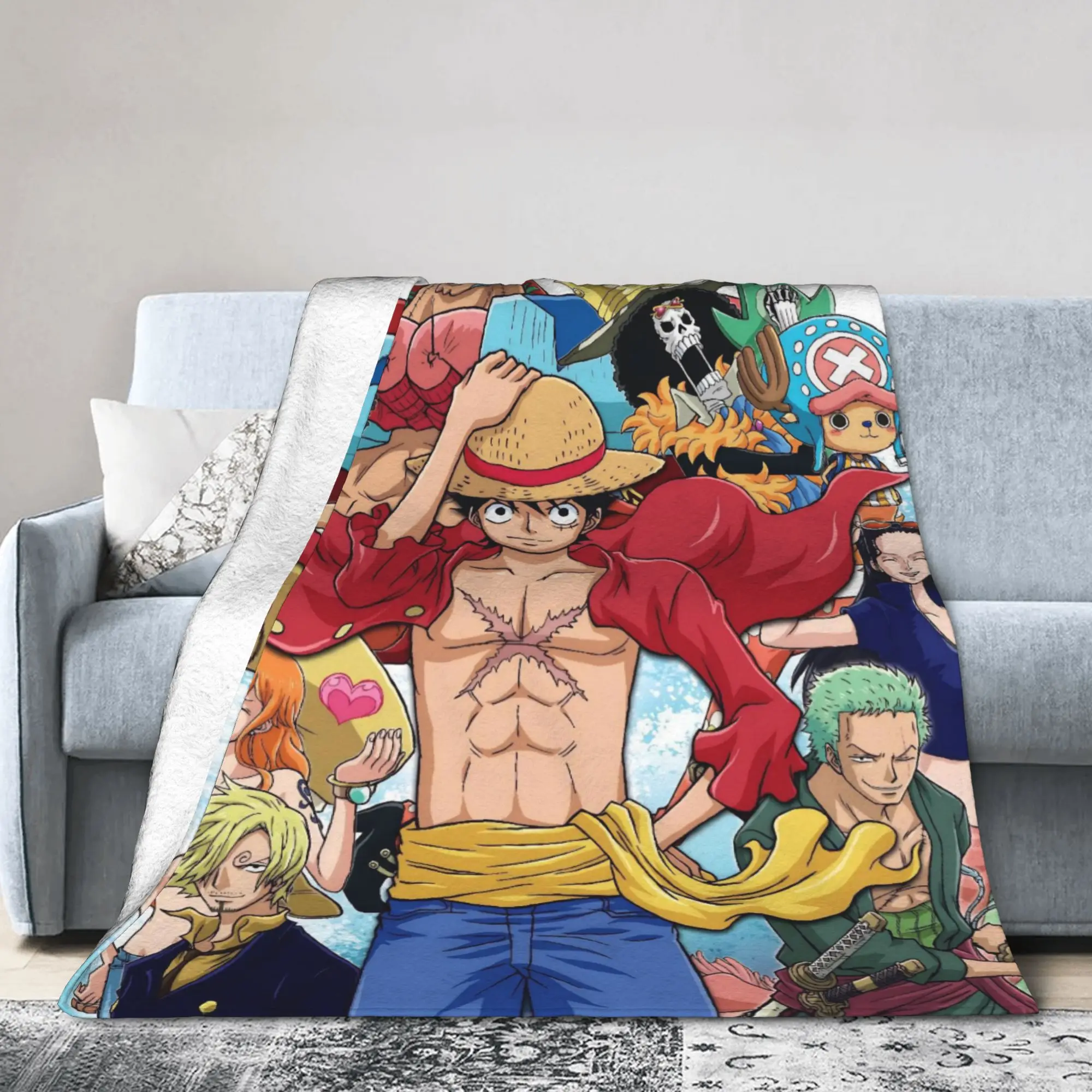 بطانية لوفي أنيمي لوفي زورو سانجي بطانية رمي دافئة مبتكرة لمفرش السرير طوال الموسم، #1