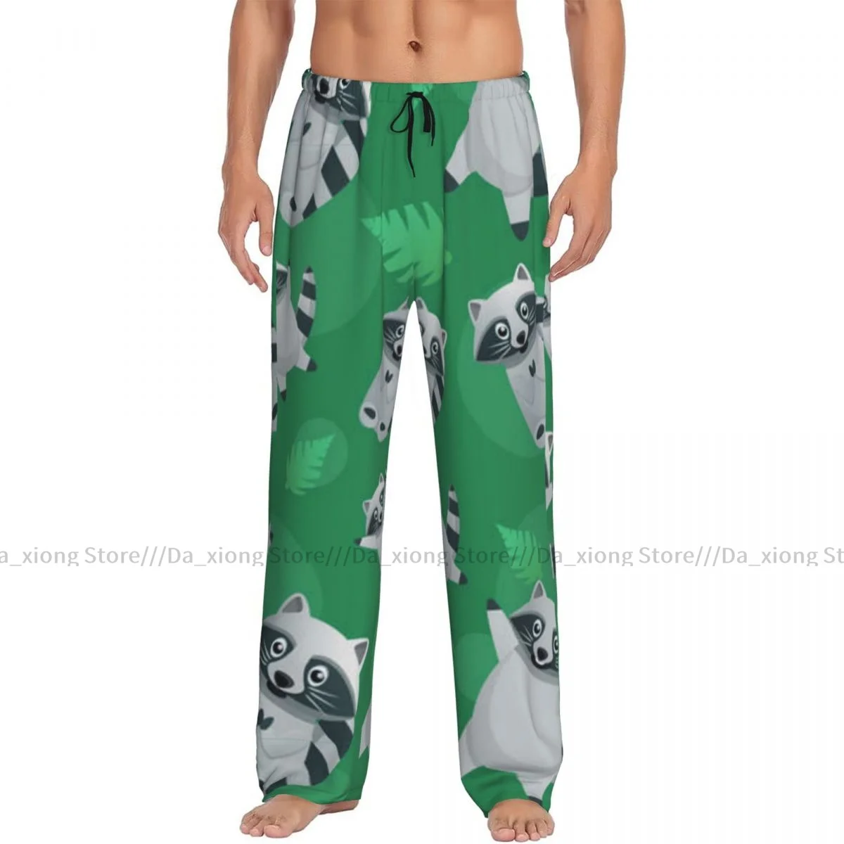 Men's Sleepwear Loose Sleep Pants Pajamas Tropical Racoon Pattern Long Lounge Bottoms Casual Homewear